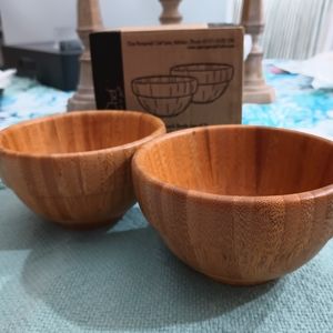 Pair of Pampered Chef Bamboo Snack Bowls